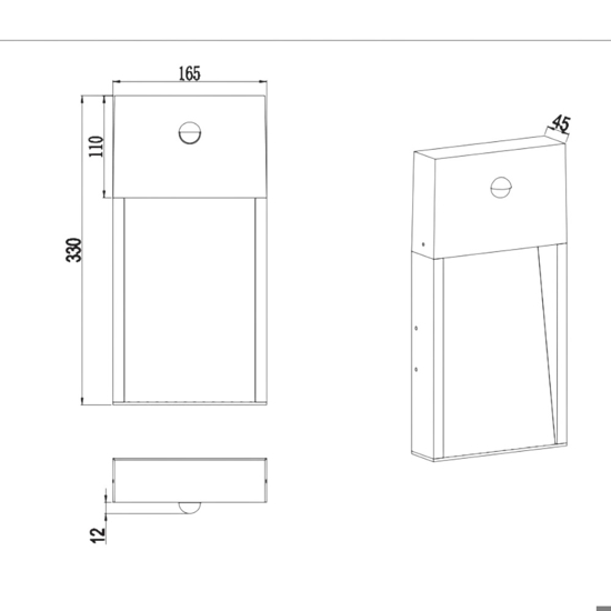 Applique per esterno con sensore di movimento antracite 11w 3000k