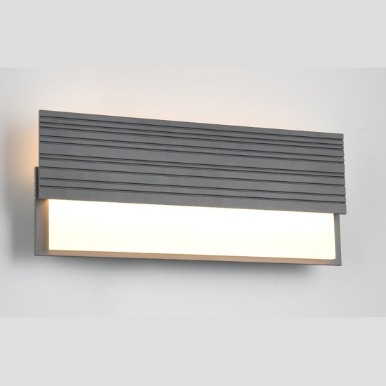 Applique rettangolare per esterno moderna antracite led smd 10w 3000k ip44