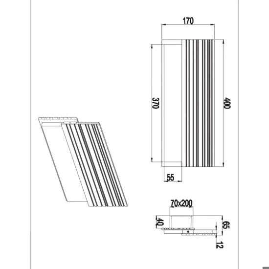 Applique rettangolare per esterno moderna antracite led smd 10w 3000k ip44