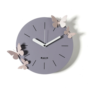 Orologio rotondo da parete moderno farfalle color gelso