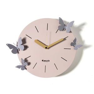 Orologio moderno da parete gelso glicine con farfalle