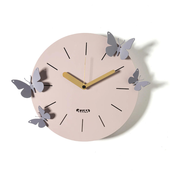 Orologio moderno da parete gelso glicine con farfalle