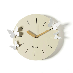 Orologio da parete farfalle moderno rotondo crema