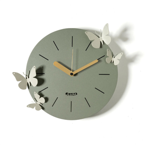 Orologio da parete moderno farfalle rotondo verde e avorio