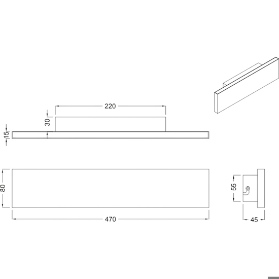 Applique led rettangolare bianca 18w 3000k design moderna