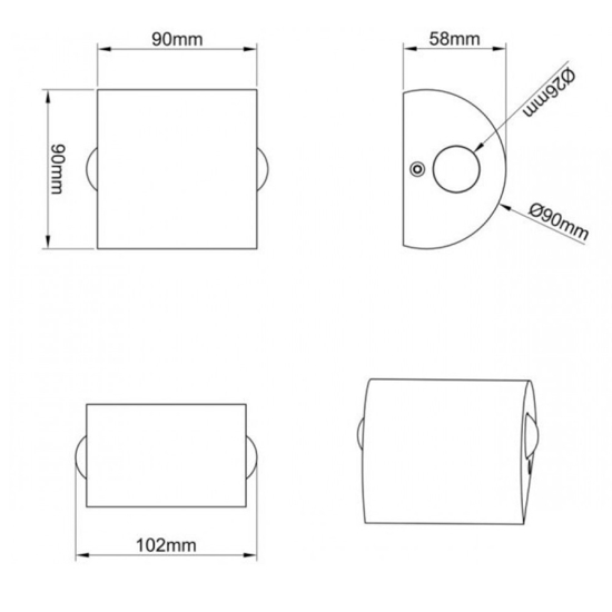 Applique led 6w 3000k grigio design moderna 