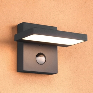 Applique da esterno orientabile antracite moderna 8w 3000k con sensore di movimento
