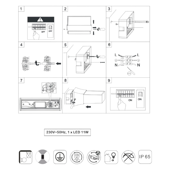 Applique da esterno moderna per balcone led 11w 3000k