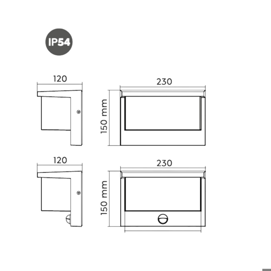 Applique da esterno led 3000k moderno grigio antracite