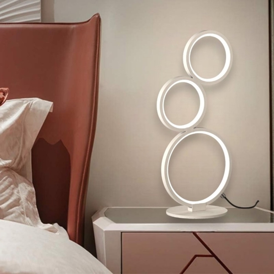 Abat jour da comodino cerchi moderna led 17w 3000k bianca dimmerabile