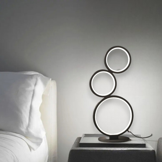 Abat-jour lampada da comodino moderna nera led 17w 3000k