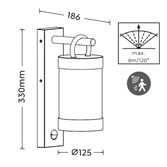 Applique da esterno ip44 con sensore di movimento