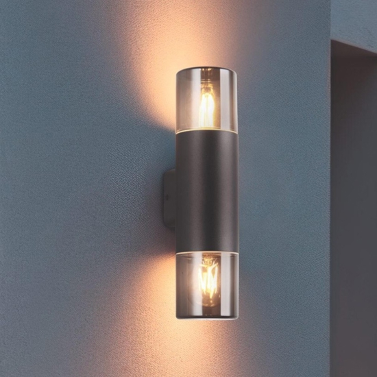 Applique da esterno a due luci nera moderna ip44