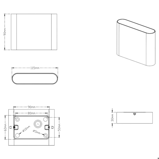 Applique da esterno moderna antracite led 5w 3000k
