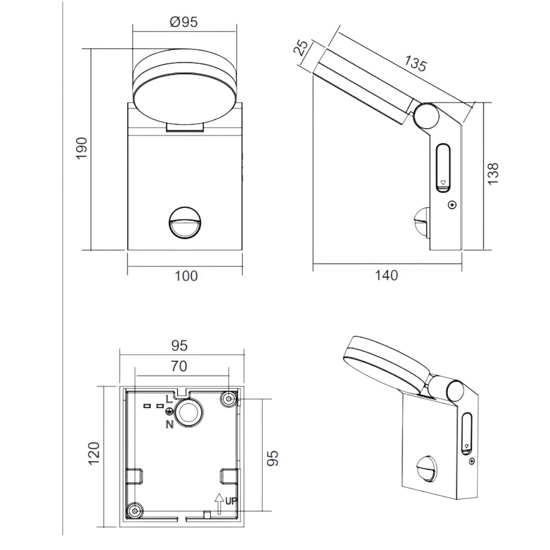 Applique bianco da esterno sensore movimento led 7w 2300k 3000k 4000k