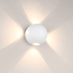 Applique da esterno sfera bianca 8w 3000k moderna 4 fasci di luce