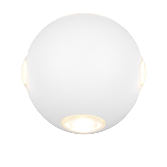 Applique da esterno sfera bianca 8w 3000k moderna 4 fasci di luce