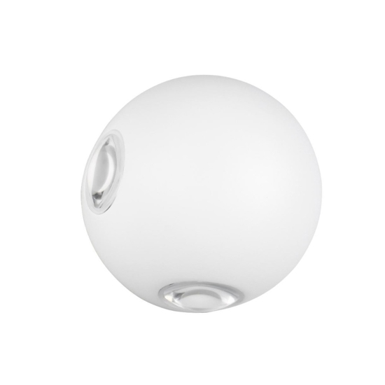 Applique da esterno sfera bianca 8w 3000k moderna 4 fasci di luce