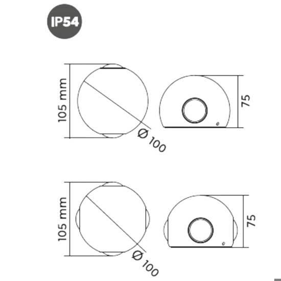 Applique da esterno sfera bianca 8w 3000k moderna 4 fasci di luce