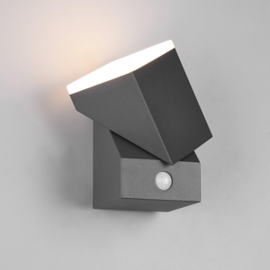 Applique grigia da esterno con sensore di movimento luce orientabile led 7w 3000k ip54