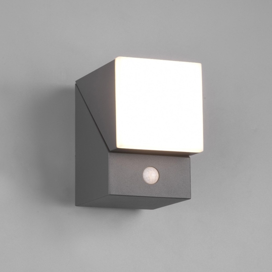 Applique grigia da esterno con sensore di movimento luce orientabile led 7w 3000k ip54