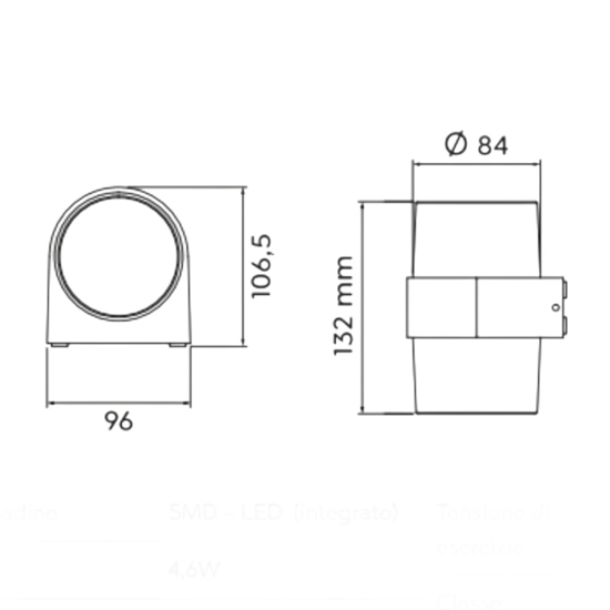 Applique da esterno moderno antracite 9w 3000k