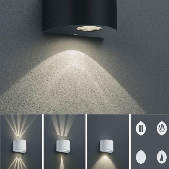 Applique da esterno nera 4w 3000k moderna fasci di luce regolabili