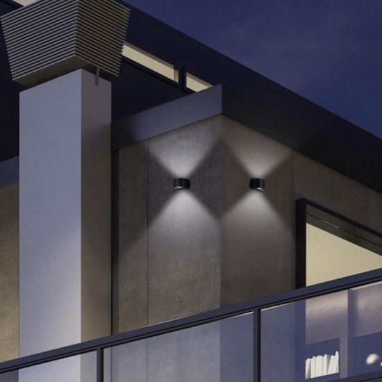 Applique da esterno nera 4w 3000k moderna fasci di luce regolabili