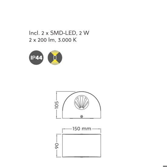 Applique da esterno nera 4w 3000k moderna fasci di luce regolabili