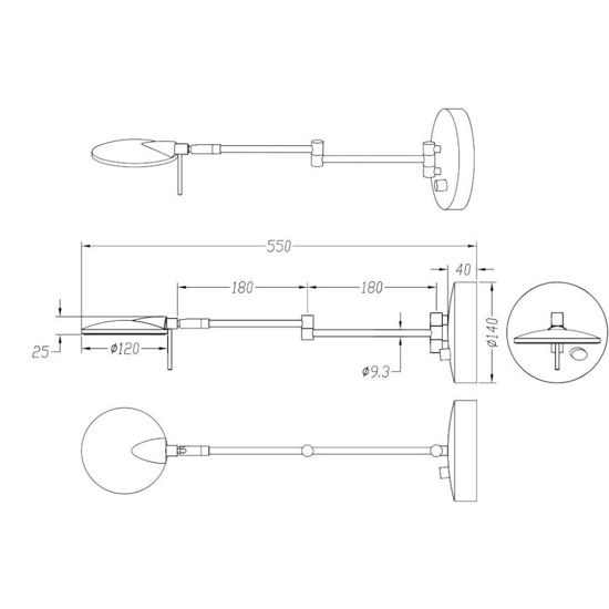 Applique camera da letto moderna orientabile led 3000k nero opaco