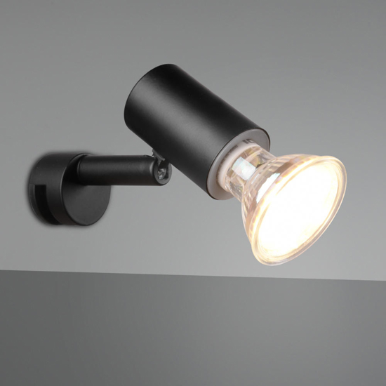 Applique nera da bagno luce orientabile moderna