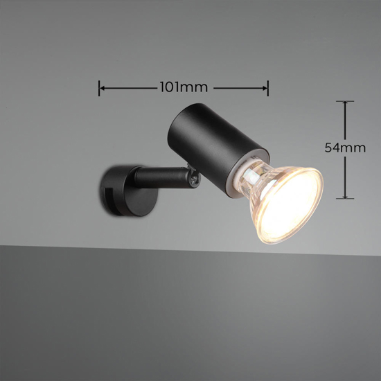 Applique nera da bagno luce orientabile moderna