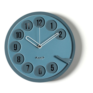 Orologio da parete design telefono blu rotondo