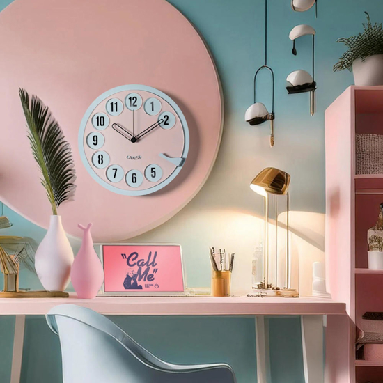 Orologio moderno da muro cenere e gelso rotondo numeri telefono