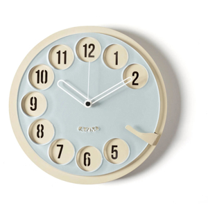 Orologio moderno da parete rotondo crema e cenere design telefono