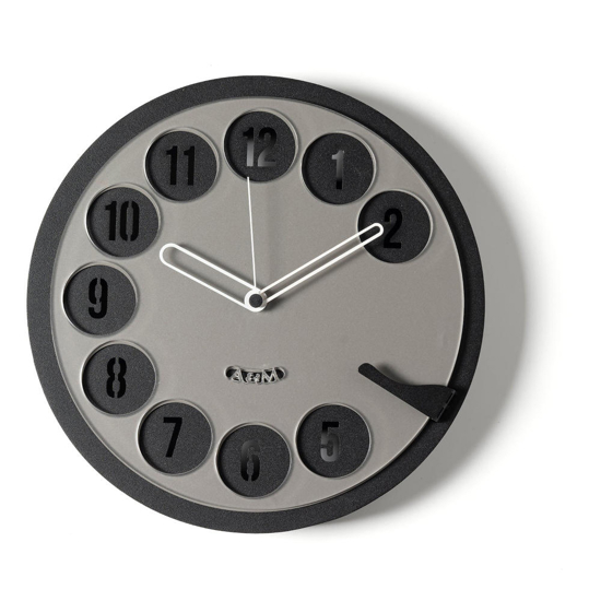 Orologio da parete design telefono rotondo nero e fango