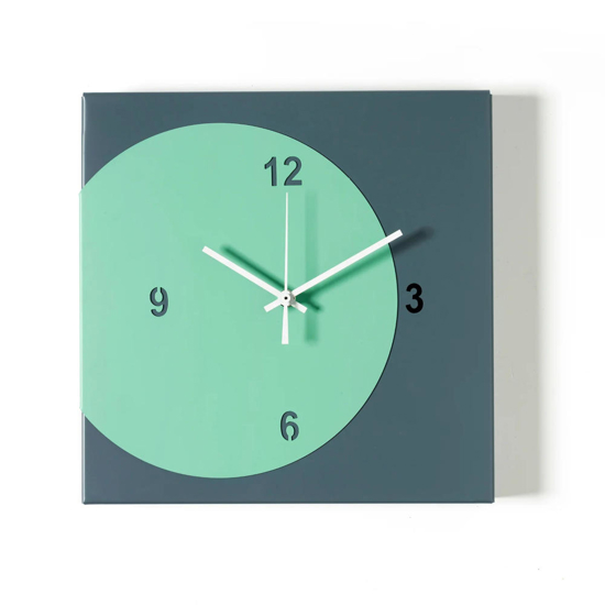 Orologio da parete quadrato design moderno petrolio e verde