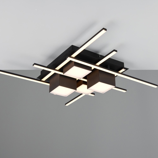 Plafoniera moderna nera led 35w da 2700k a 6500k