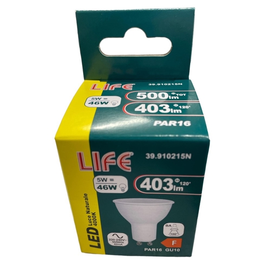 Life lampadina led gu10 5w 4000k ottica 100 403lm 39.910215n