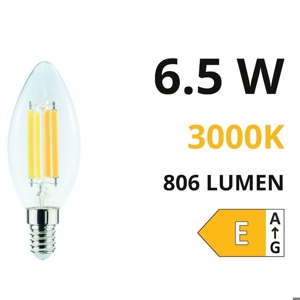 Life lampadina led e14 6.5w 3000k 806lm vetro trasparente filamento 320