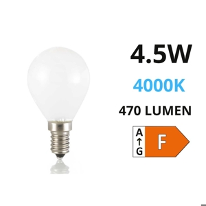 Life lampadina mini sfera e14 4,5w 4000k 470lm vetro bianco milky