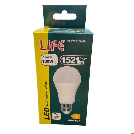 Life lampadina led goccia e27 13w 4000k 1521lm ottica 290 39.920315n40