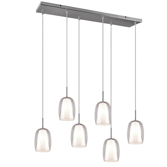Lampadario da cucina 6 luci con paralumi in vetro