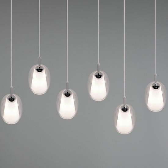 Lampadario da cucina 6 luci con paralumi in vetro