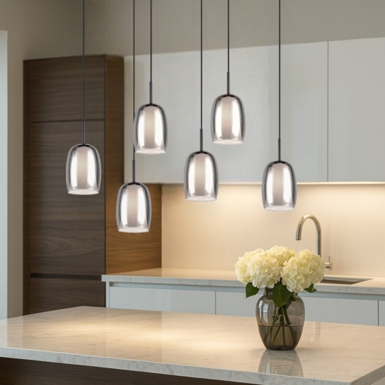 Lampadario per cucine moderne in vetro fume'