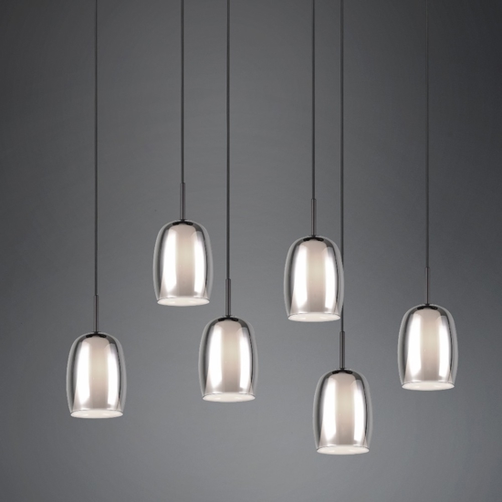 Lampadario per cucine moderne in vetro fume'