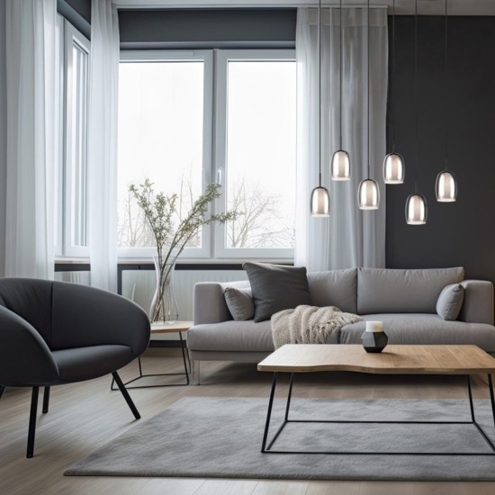 Lampadario per cucine moderne in vetro fume'