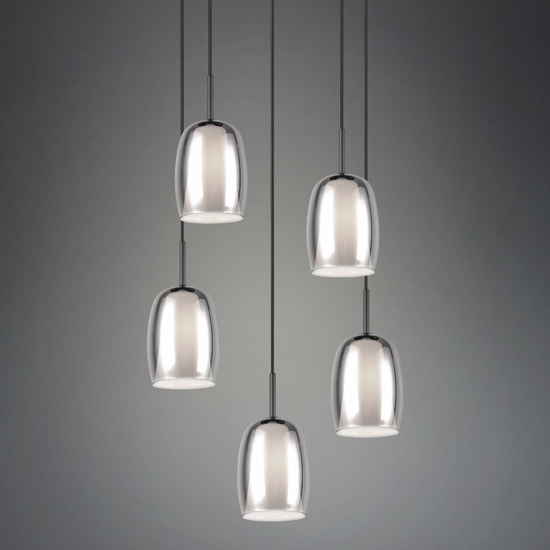 Lampadario per tavolo cucina in vetro 5 luci