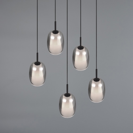 Lampadario per tavolo cucina in vetro 5 luci