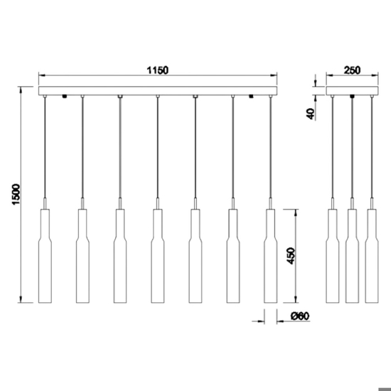 Lampadario cucina con pendenti led da 2300k a 4000k moderno